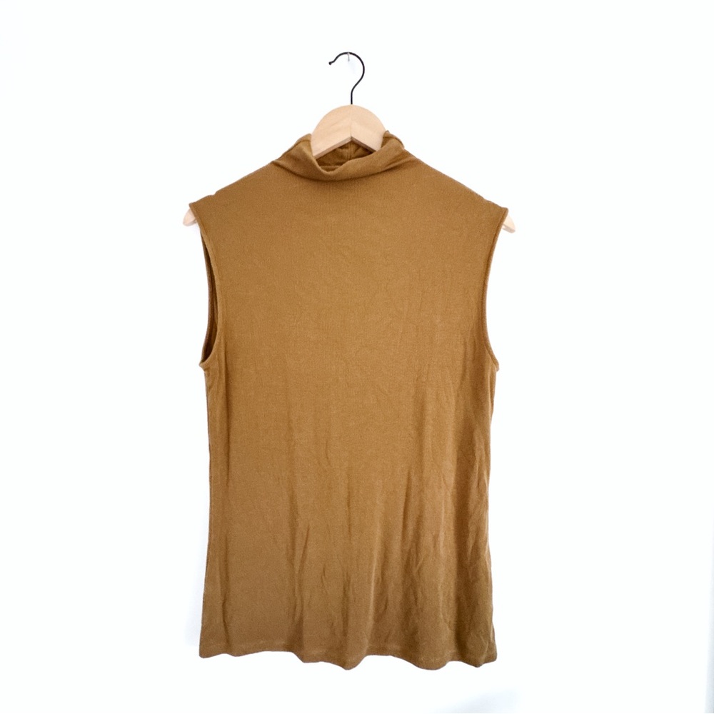 Aritzia Babaton Albert Sleeveless Cowl Turtle Neck Top Brown - Size Medium